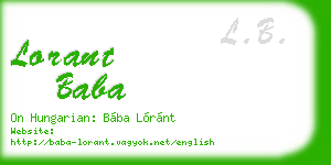 lorant baba business card